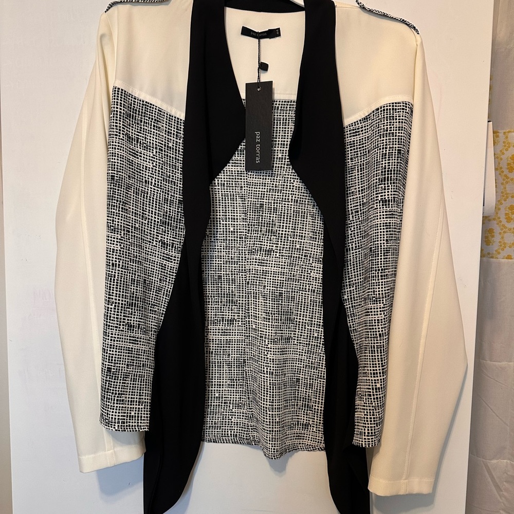 Paz Torras Casual Blazer - Cream and Black - Never Worn